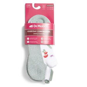 DR MOTION White 2pk Mushroom Floral Ankle Socks